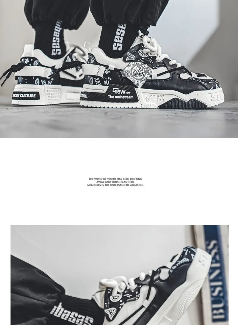 Sneakers for Men Fashion Brand Casual Shoes Youth Student Skateboard Shoes for Men Lace Up Vulcanized Shoes Platform Shoe Tennis