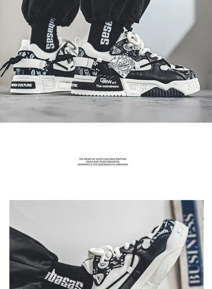 Sneakers for Men Fashion Brand Casual Shoes Youth Student Skateboard Shoes for Men Lace Up Vulcanized Shoes Platform Shoe Tennis
