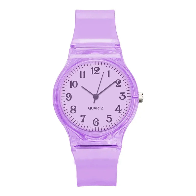 Casual Fashion Women Lady Silicone Jelly Quartz Watch Women Lovely Wristwatch Transparent Summer Candy Color Student Sport Clock