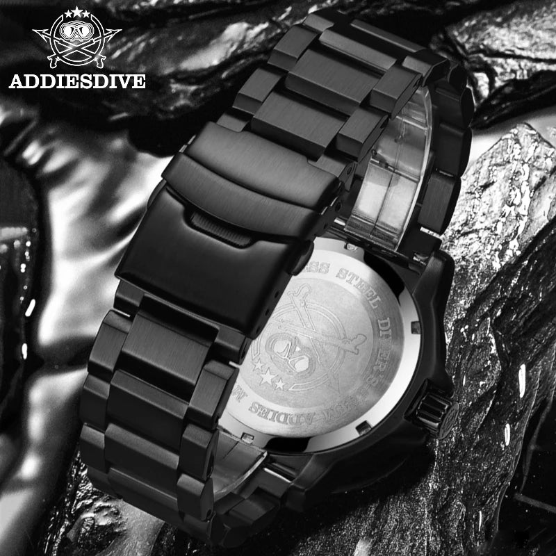 ADDIESDIVE Fashion Orange Dial Quartz Watch Waterproof Super Luminous Wristwatch Stainless Steel Strap Alloy Case Men&