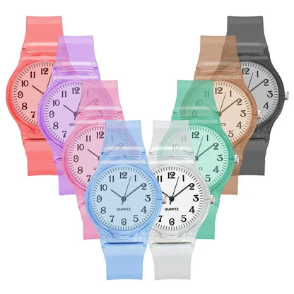Casual Fashion Women Lady Silicone Jelly Quartz Watch Women Lovely Wristwatch Transparent Summer Candy Color Student Sport Clock
