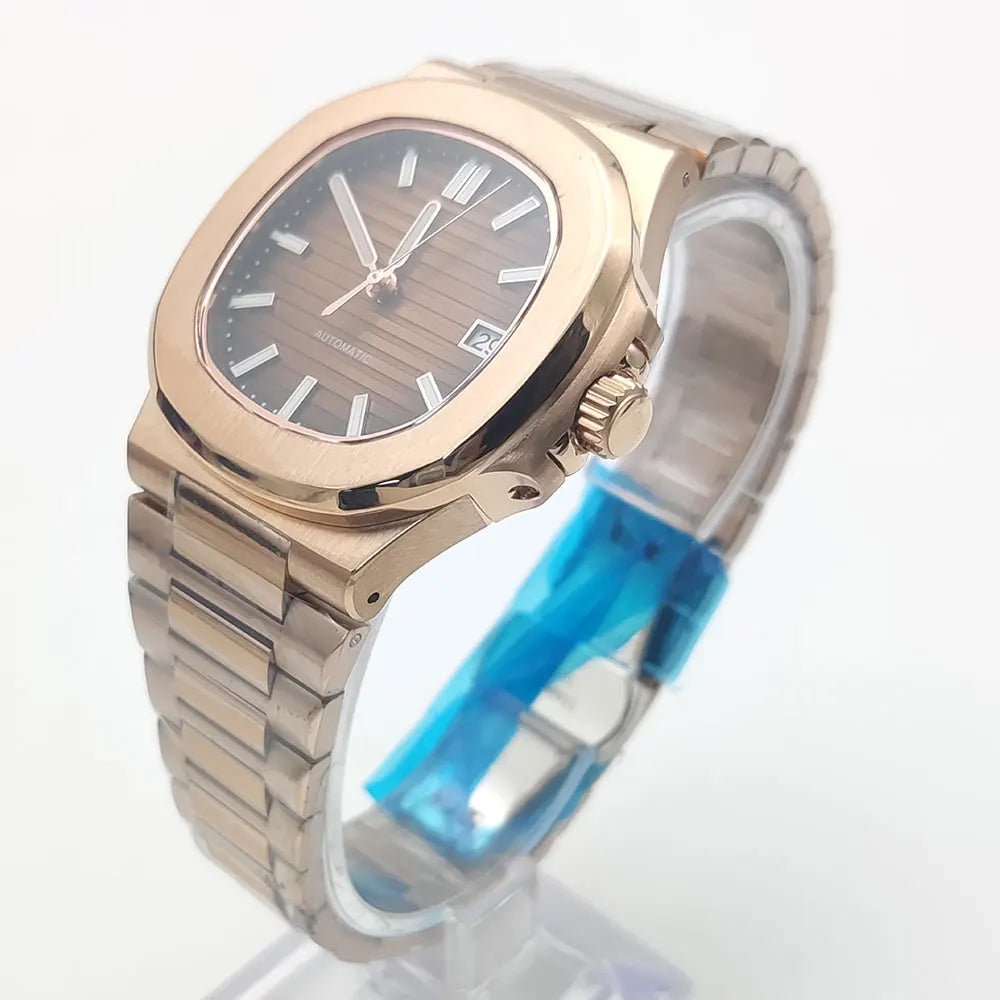 Luxury Rose Gold 40MM Square NH35 Movement Automatic Mechanical Men&