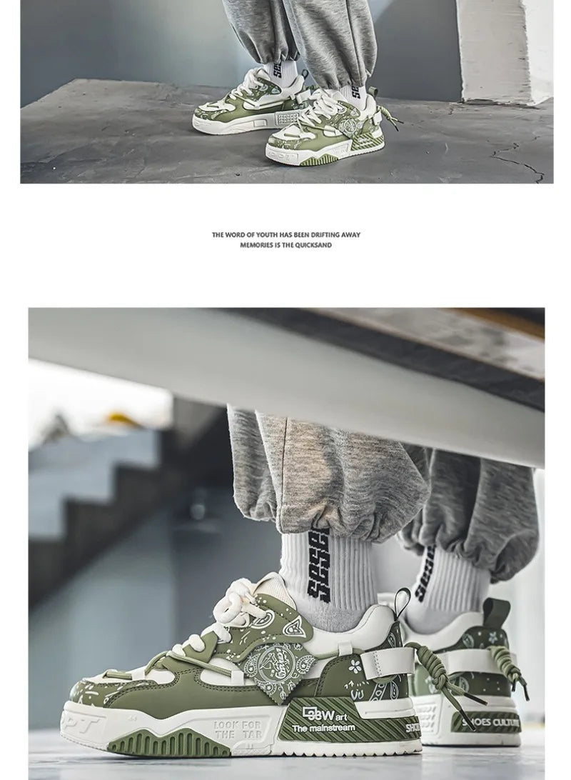 Sneakers for Men Fashion Brand Casual Shoes Youth Student Skateboard Shoes for Men Lace Up Vulcanized Shoes Platform Shoe Tennis