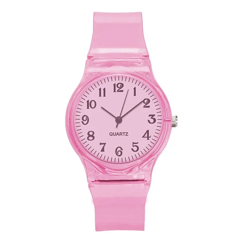 Casual Fashion Women Lady Silicone Jelly Quartz Watch Women Lovely Wristwatch Transparent Summer Candy Color Student Sport Clock