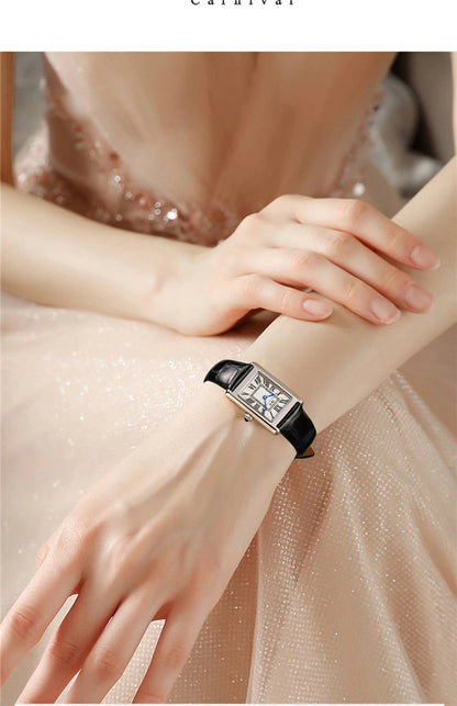 Switzerland Made Watch for Women CARNIVAL Brand Luxury Square Quartz Watch Ladies Fashion Waterproof Ultra Thin 2025 Reloj Mujer