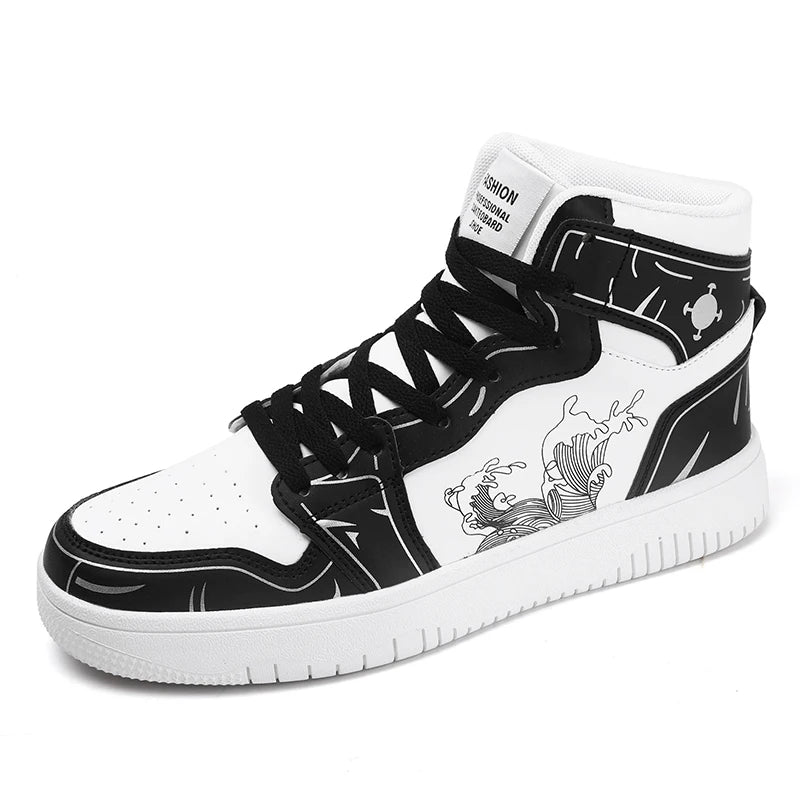 Sneakers Men High-top Flat Leather Breathable Casual Comfortable Walking Shoes Outdoor Luxury Designer Big Size Tennis Shoes Man