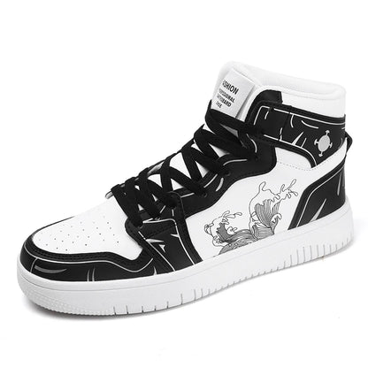 Sneakers Men High-top Flat Leather Breathable Casual Comfortable Walking Shoes Outdoor Luxury Designer Big Size Tennis Shoes Man