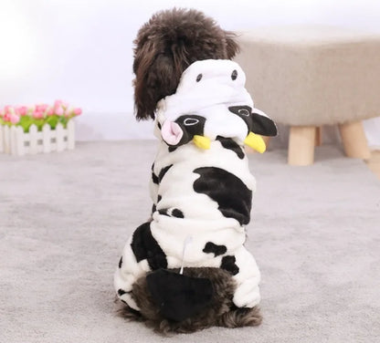 Dog Clothing Autumn Winter Thickened Coral Velvet Thermal Insulation Teddy Puppy Clothes Warm Garment Dinosaur Cream Dress Up