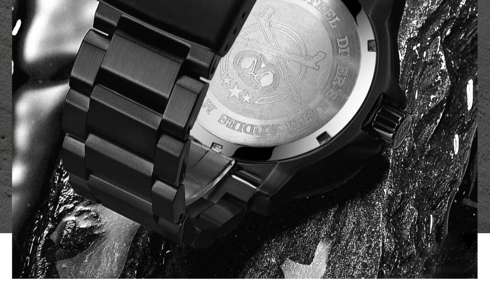 ADDIESDIVE Fashion Orange Dial Quartz Watch Waterproof Super Luminous Wristwatch Stainless Steel Strap Alloy Case Men&
