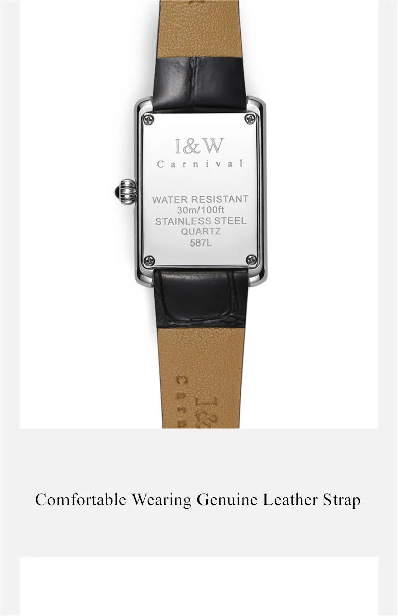Switzerland Made Watch for Women CARNIVAL Brand Luxury Square Quartz Watch Ladies Fashion Waterproof Ultra Thin 2025 Reloj Mujer