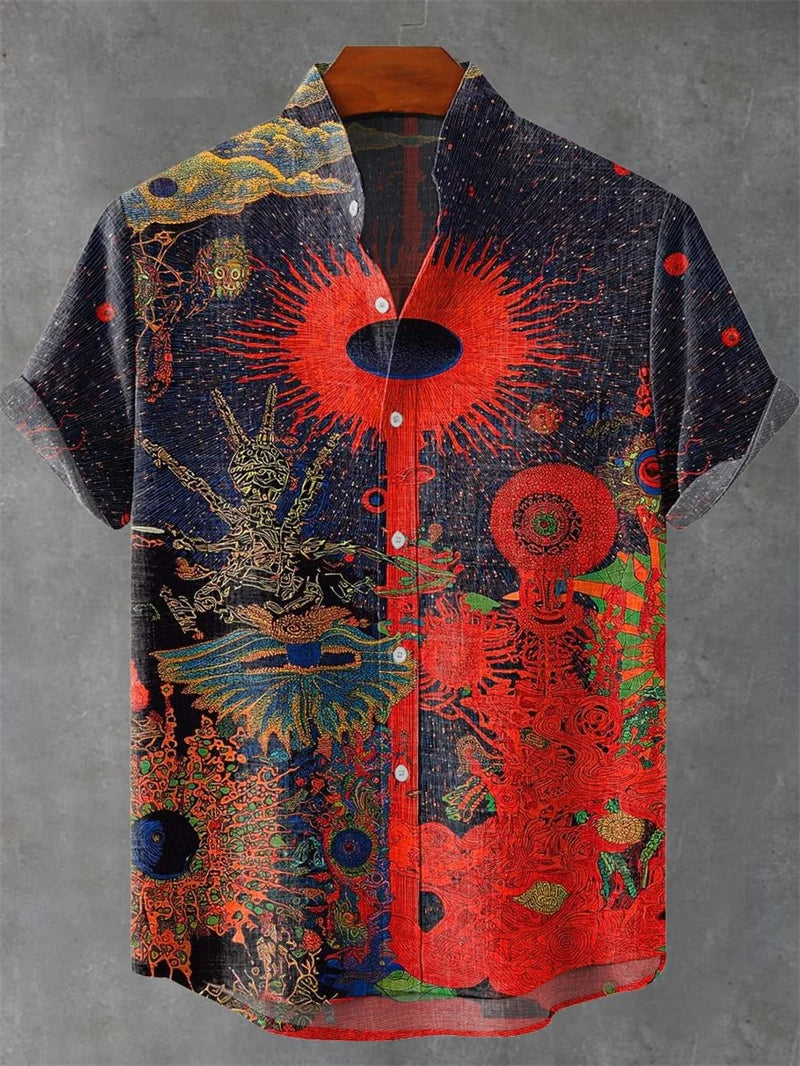 Summer Art Deep Sea Octopus Monster Linen Pattern Men&