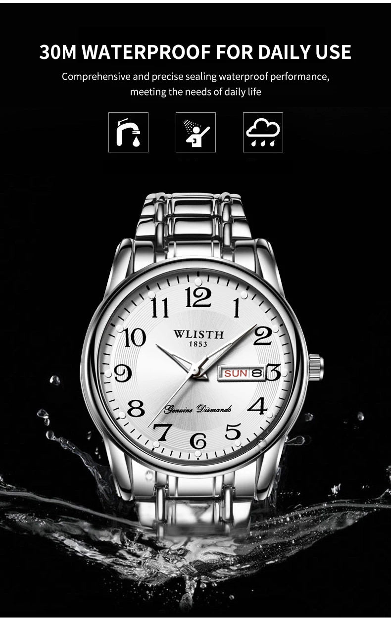 Quartz Watch Digital Elderly Professional Night Light Watch Calendar Waterproof Gift Watch