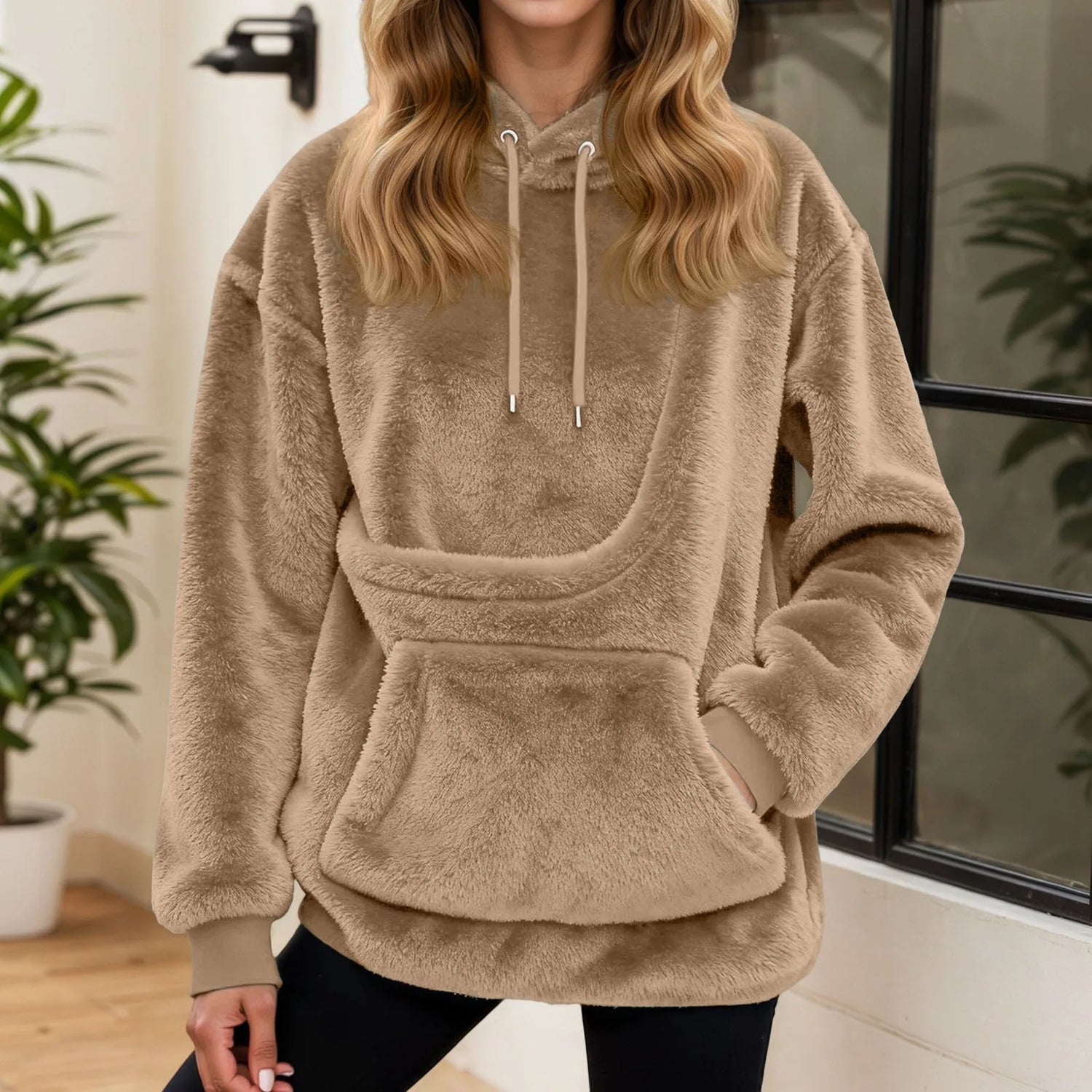 2025 Hot Sale Hoodie Womens Fall And Winter Casual Fleece Solid Color Pet Pocket Hooded Sweatshirt Funny Pullover For Women