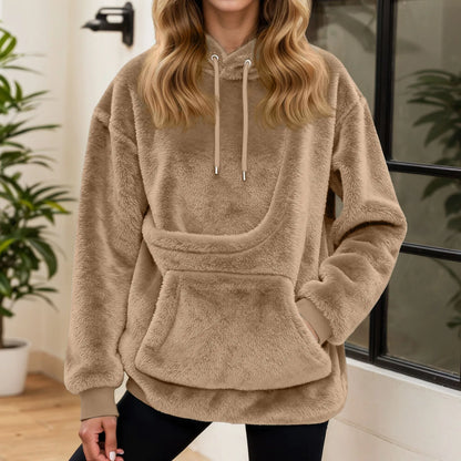 2025 Hot Sale Hoodie Womens Fall And Winter Casual Fleece Solid Color Pet Pocket Hooded Sweatshirt Funny Pullover For Women