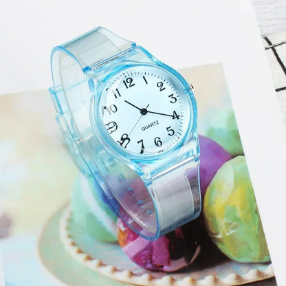 Casual Fashion Women Lady Silicone Jelly Quartz Watch Women Lovely Wristwatch Transparent Summer Candy Color Student Sport Clock