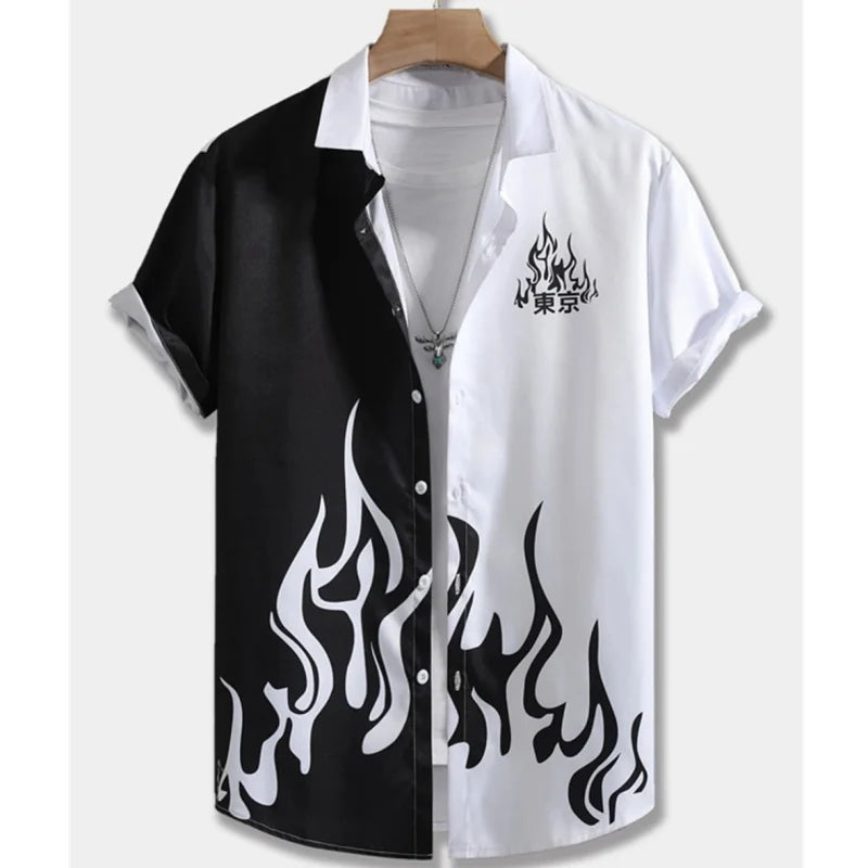 Fashion Shirt For Men 3d Ink Painting Prints Men&