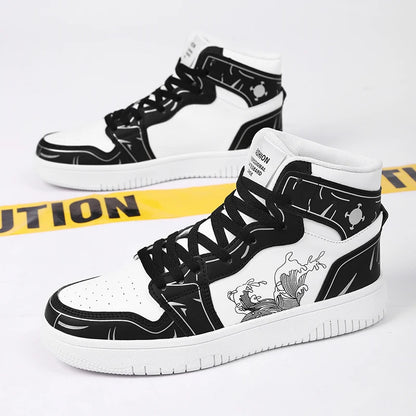 Sneakers Men High-top Flat Leather Breathable Casual Comfortable Walking Shoes Outdoor Luxury Designer Big Size Tennis Shoes Man