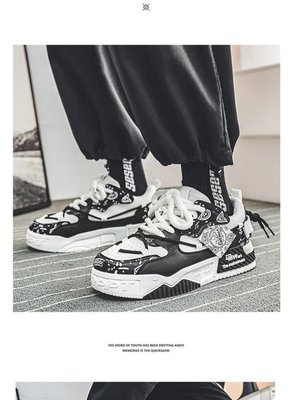 Sneakers for Men Fashion Brand Casual Shoes Youth Student Skateboard Shoes for Men Lace Up Vulcanized Shoes Platform Shoe Tennis