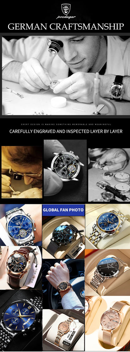POEDAGAR Business Top Watch For Man Hollow Tourbillon Automatic Men&