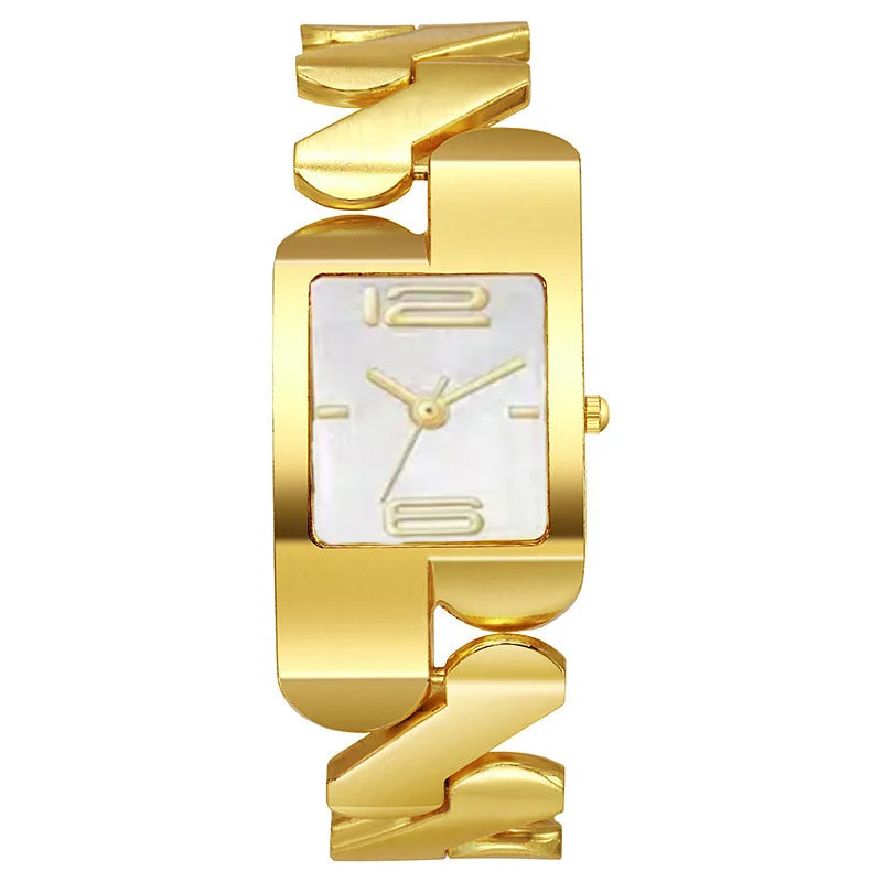 Fashion Leisure Business Watches for women Quartz Women Watch Simple Elegant Square Dial Gold Stainless Steel Strap Waterproof