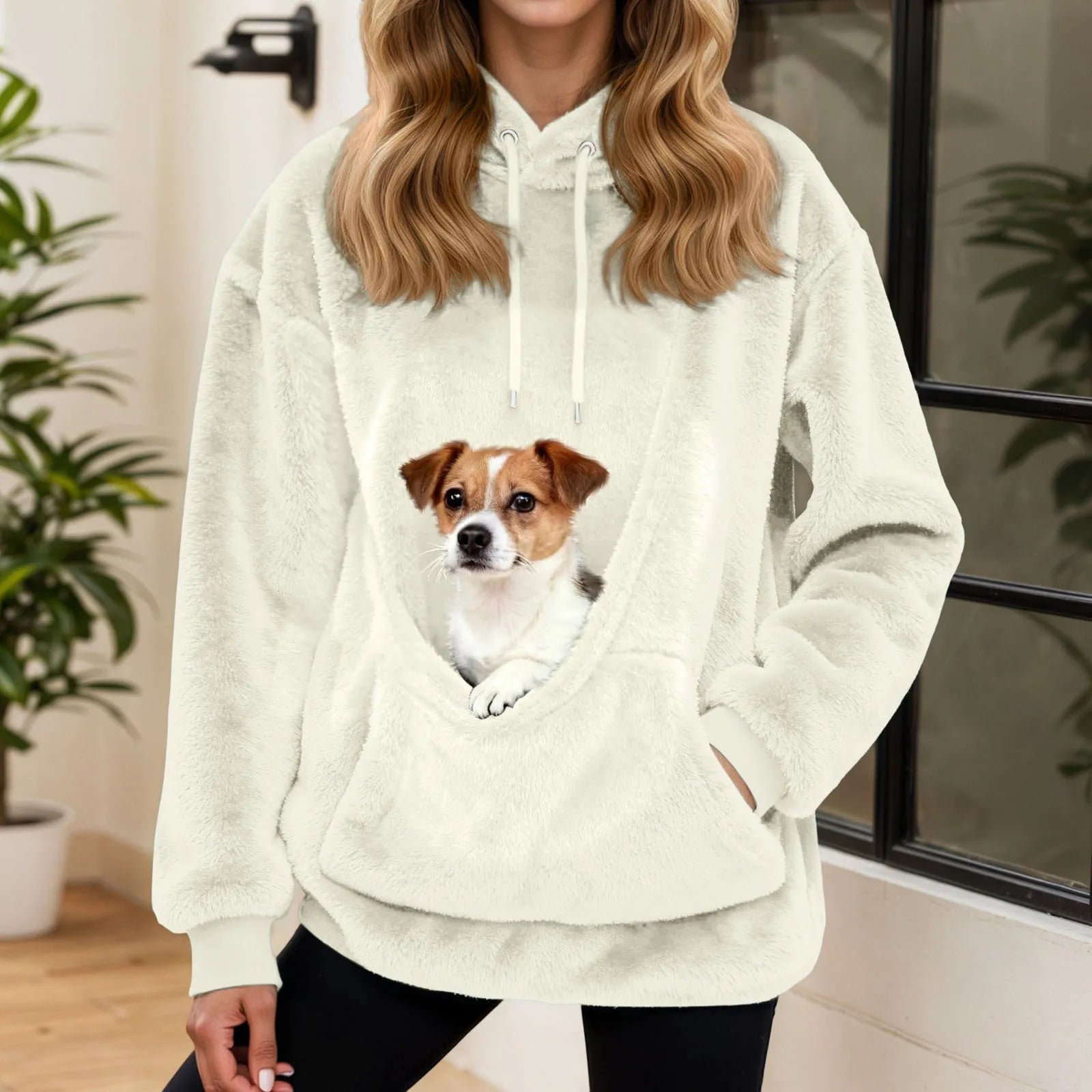 2025 Hot Sale Hoodie Womens Fall And Winter Casual Fleece Solid Color Pet Pocket Hooded Sweatshirt Funny Pullover For Women