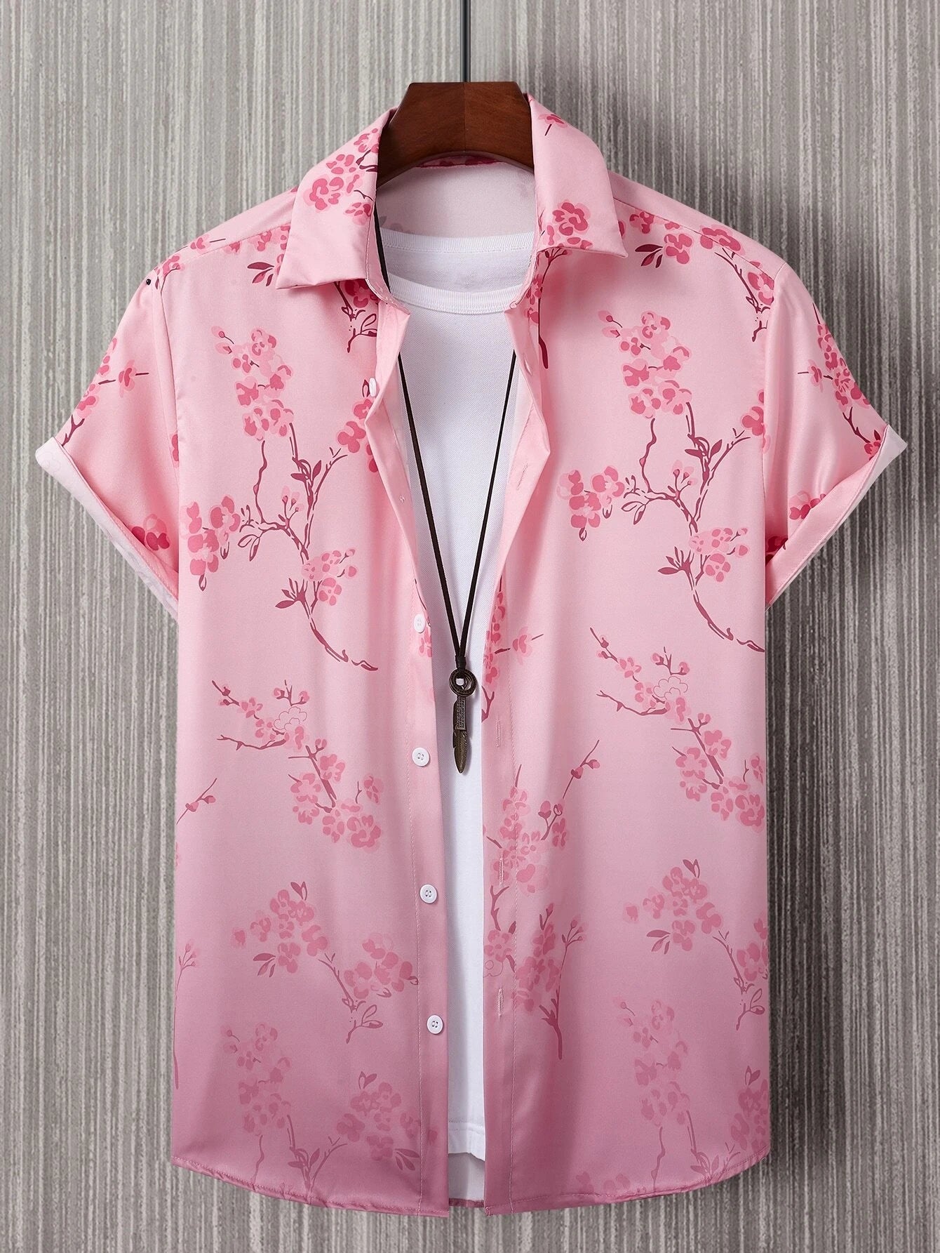 Loose Floral Print Pattern Casual Short Sleeve Shirt Men&
