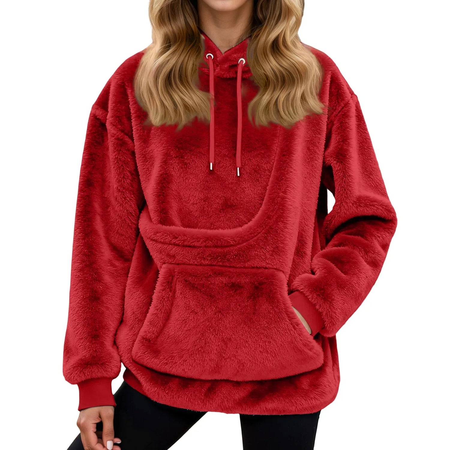 2025 Hot Sale Hoodie Womens Fall And Winter Casual Fleece Solid Color Pet Pocket Hooded Sweatshirt Funny Pullover For Women