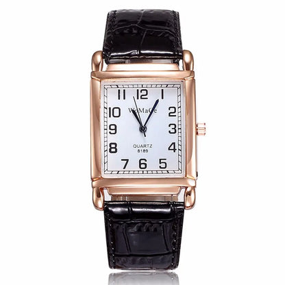 Classic Luxury Women Quartz Watches Fashion Square Dial Analog Wristwatch PU Leather Watchband Clock Simple Elegant Ladies Watch