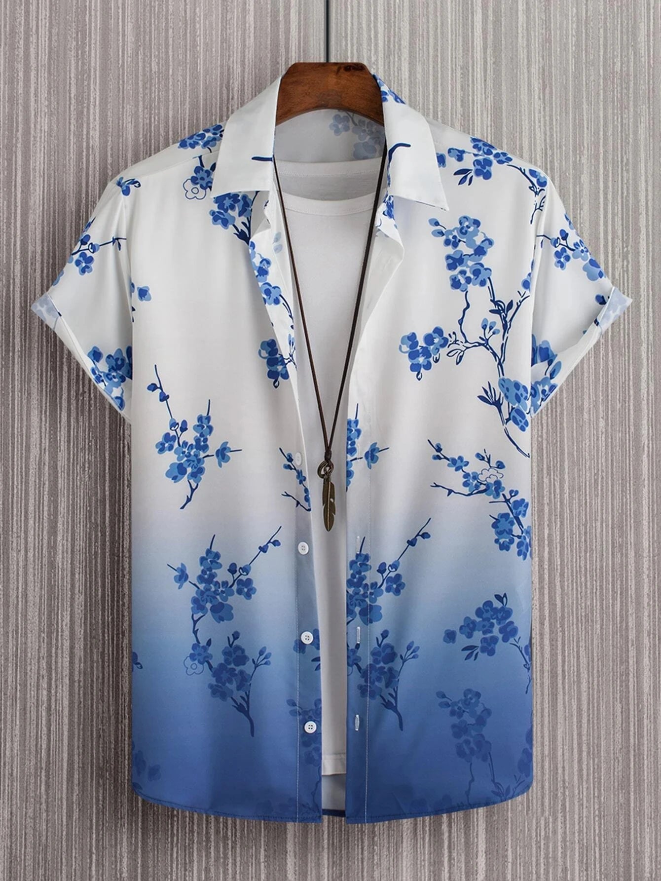 Loose Floral Print Pattern Casual Short Sleeve Shirt Men&