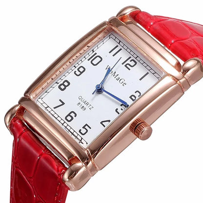 Classic Luxury Women Quartz Watches Fashion Square Dial Analog Wristwatch PU Leather Watchband Clock Simple Elegant Ladies Watch