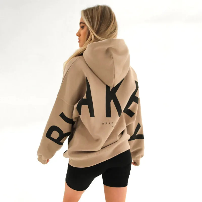 2025 Elegant Women Chic Hoodies Fashion Autumn Winter Fleece Long Sleeve Solid Color Hooded Top Casual Office Lady Sweatshirts