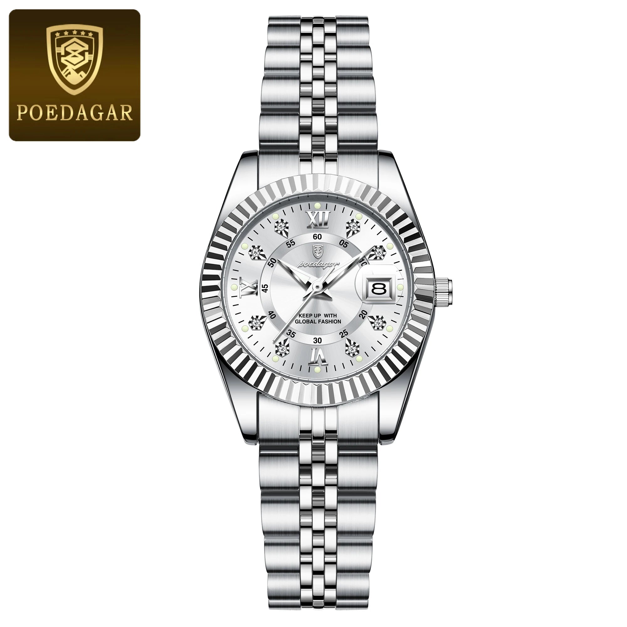 POEDAGAR Top Luxury Watch For Women Waterproof Stainless Steel Luminous Date Ladies Watch Quartz Fashion Elegant Women&