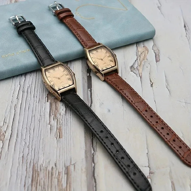 Watches for Woman Small Ladies Wristwatches Retro Brown Leather Bracelet Watch Quartz Wristwatches Reloj Mujer Relogio Feminino