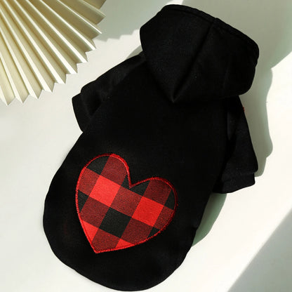 Dog Clothing Autumn Winter Sweatshirt Warm For Small Medium And Large Dogs Love Plaid Pet Dog And Cats Golden Retriever Clothes
