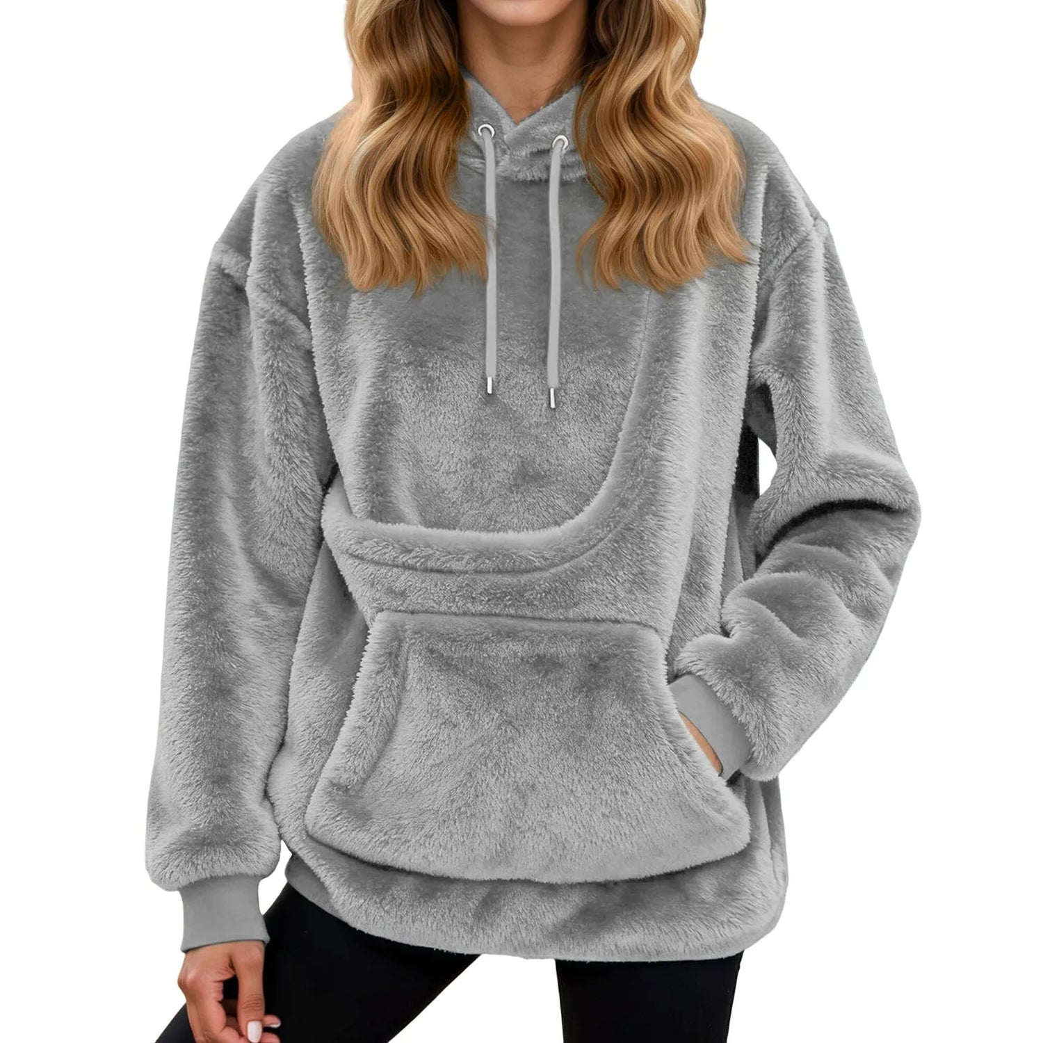 2025 Hot Sale Hoodie Womens Fall And Winter Casual Fleece Solid Color Pet Pocket Hooded Sweatshirt Funny Pullover For Women