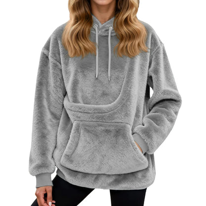 2025 Hot Sale Hoodie Womens Fall And Winter Casual Fleece Solid Color Pet Pocket Hooded Sweatshirt Funny Pullover For Women