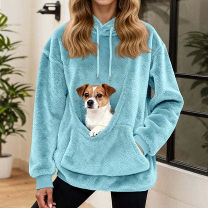 2025 Hot Sale Hoodie Womens Fall And Winter Casual Fleece Solid Color Pet Pocket Hooded Sweatshirt Funny Pullover For Women