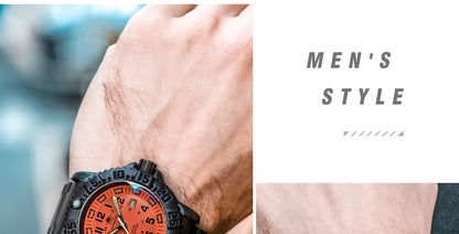 ADDIESDIVE Fashion Orange Dial Quartz Watch Waterproof Super Luminous Wristwatch Stainless Steel Strap Alloy Case Men&