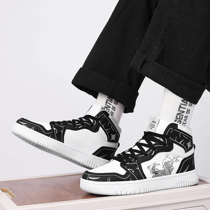 Sneakers Men High-top Flat Leather Breathable Casual Comfortable Walking Shoes Outdoor Luxury Designer Big Size Tennis Shoes Man