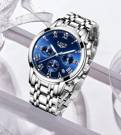 LIGE 2024 New Fashion Women Watches Ladies Top Brand Luxury Creative Steel Women Bracelet Watches Female Quartz Waterproof Watch