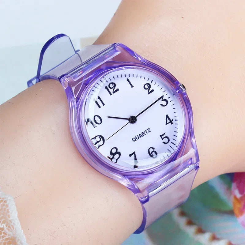 Casual Fashion Women Lady Silicone Jelly Quartz Watch Women Lovely Wristwatch Transparent Summer Candy Color Student Sport Clock