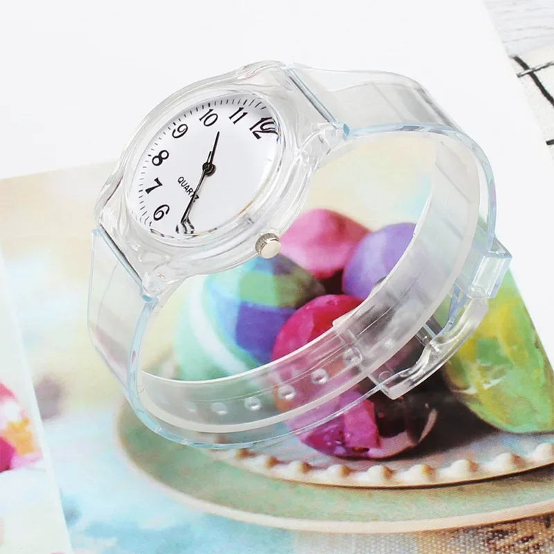 Casual Fashion Women Lady Silicone Jelly Quartz Watch Women Lovely Wristwatch Transparent Summer Candy Color Student Sport Clock