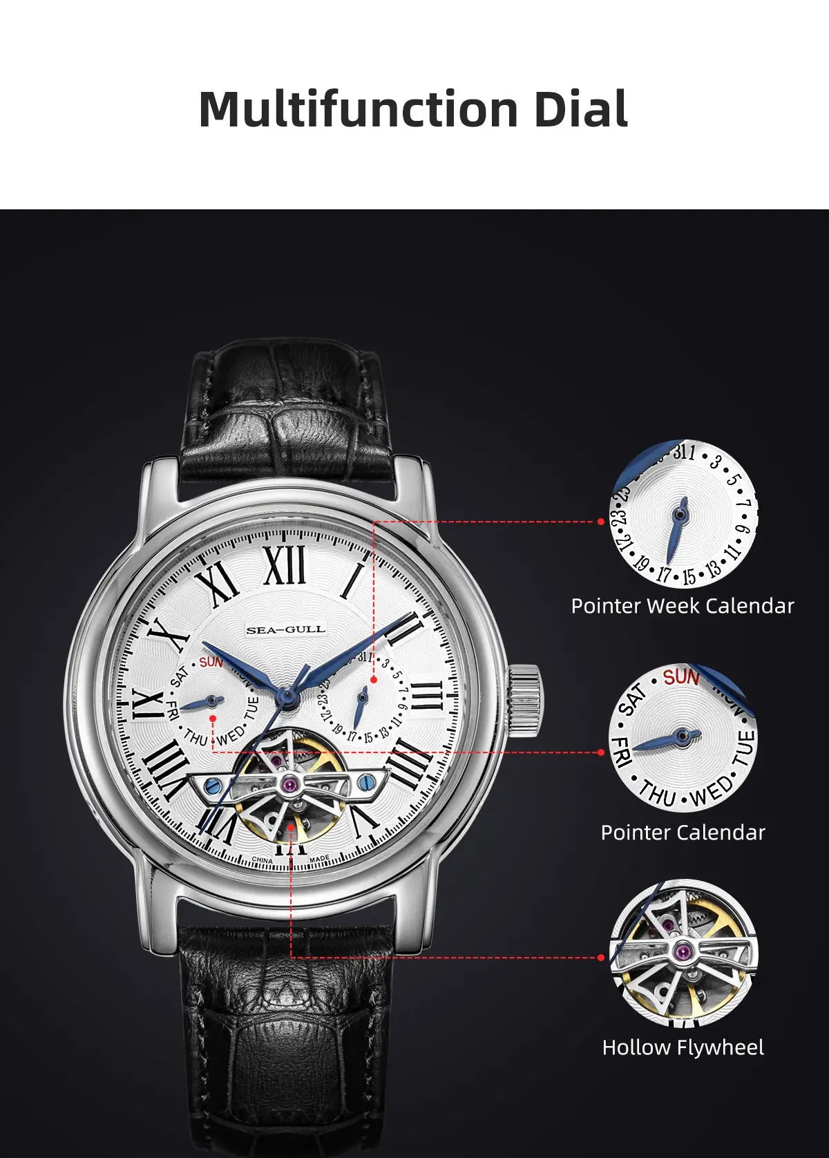 SEAGULL Luxury Watch Business Waterproof Male Clock Date Stainless Steel Mechanical Watch Men Watch reloj hombre 2023 D819.622