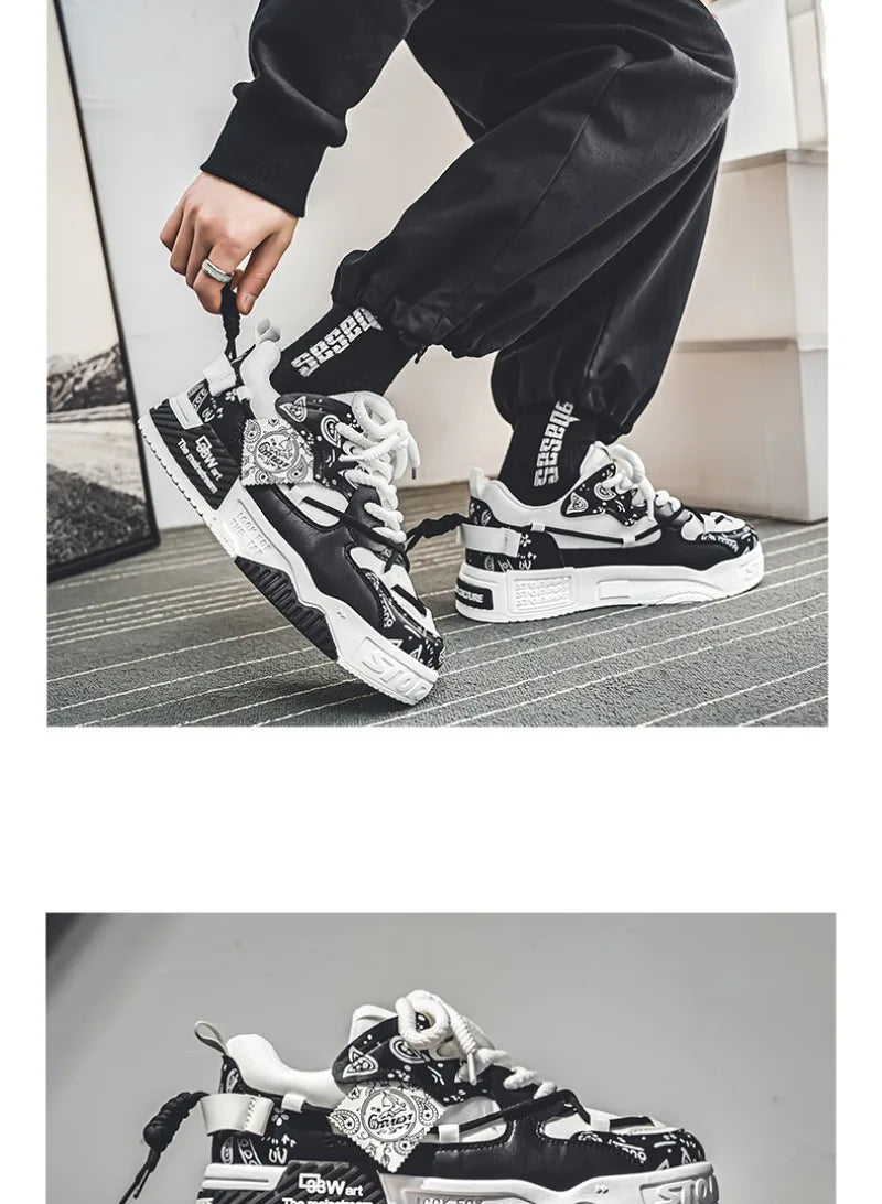Sneakers for Men Fashion Brand Casual Shoes Youth Student Skateboard Shoes for Men Lace Up Vulcanized Shoes Platform Shoe Tennis