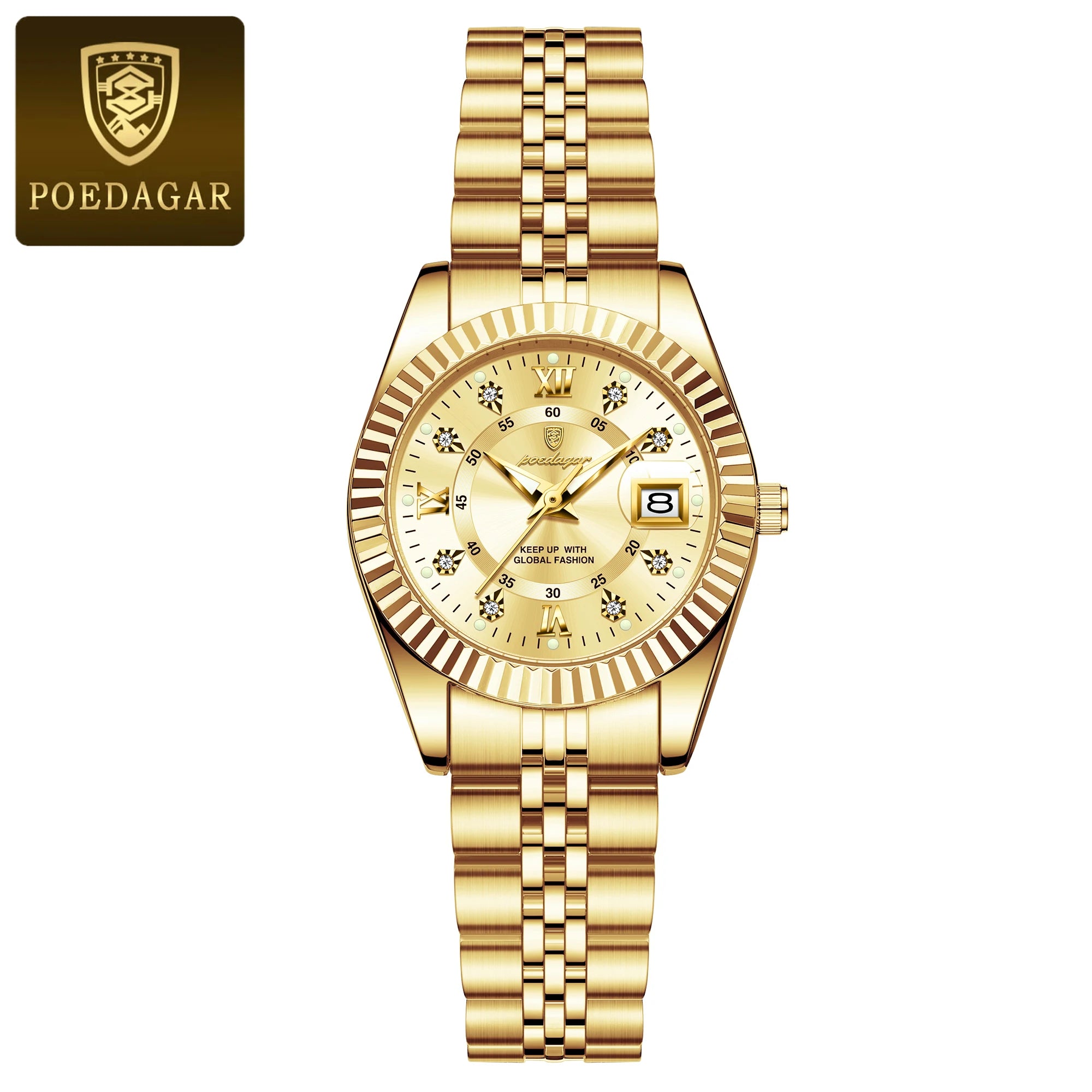 POEDAGAR Top Luxury Watch For Women Waterproof Stainless Steel Luminous Date Ladies Watch Quartz Fashion Elegant Women&