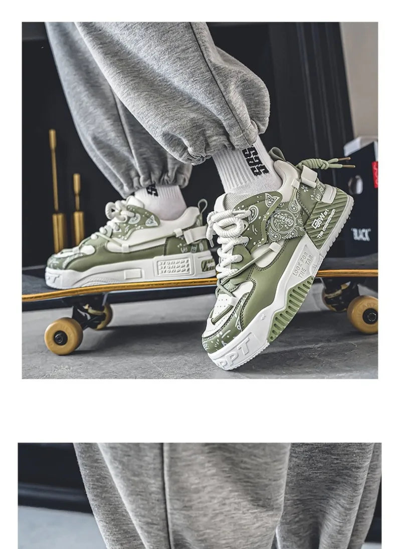 Sneakers for Men Fashion Brand Casual Shoes Youth Student Skateboard Shoes for Men Lace Up Vulcanized Shoes Platform Shoe Tennis
