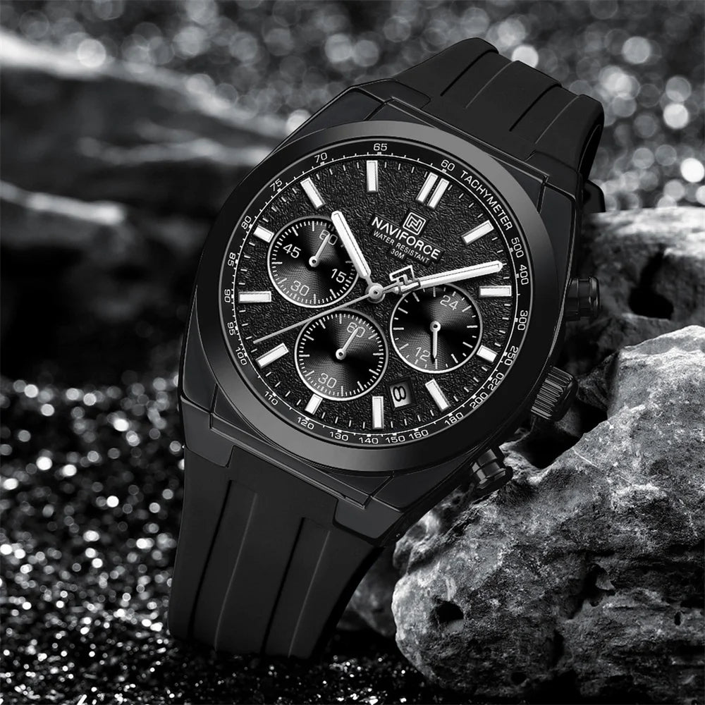 NAVIFORCE Men Watch Sport Top Brand Luxury Military Chronograph Date Original Wristwatch Waterproof Quartz Male Clock Gift 8080