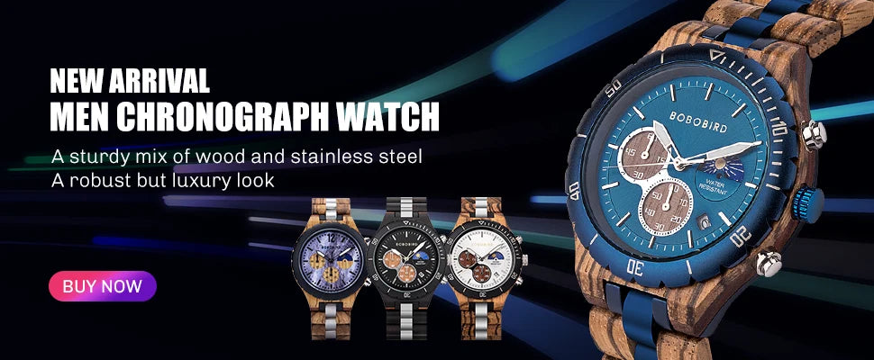 reloj hombre BOBO BIRD New Wooden Watch Men Top Brand Luxury Chronograph Military Quartz Watches for Man Dropshipping Customized