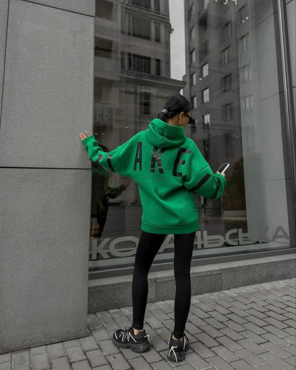 2025 Elegant Women Chic Hoodies Fashion Autumn Winter Fleece Long Sleeve Solid Color Hooded Top Casual Office Lady Sweatshirts