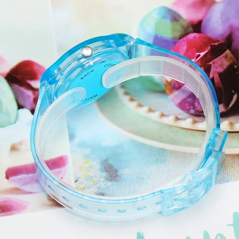 Casual Fashion Women Lady Silicone Jelly Quartz Watch Women Lovely Wristwatch Transparent Summer Candy Color Student Sport Clock
